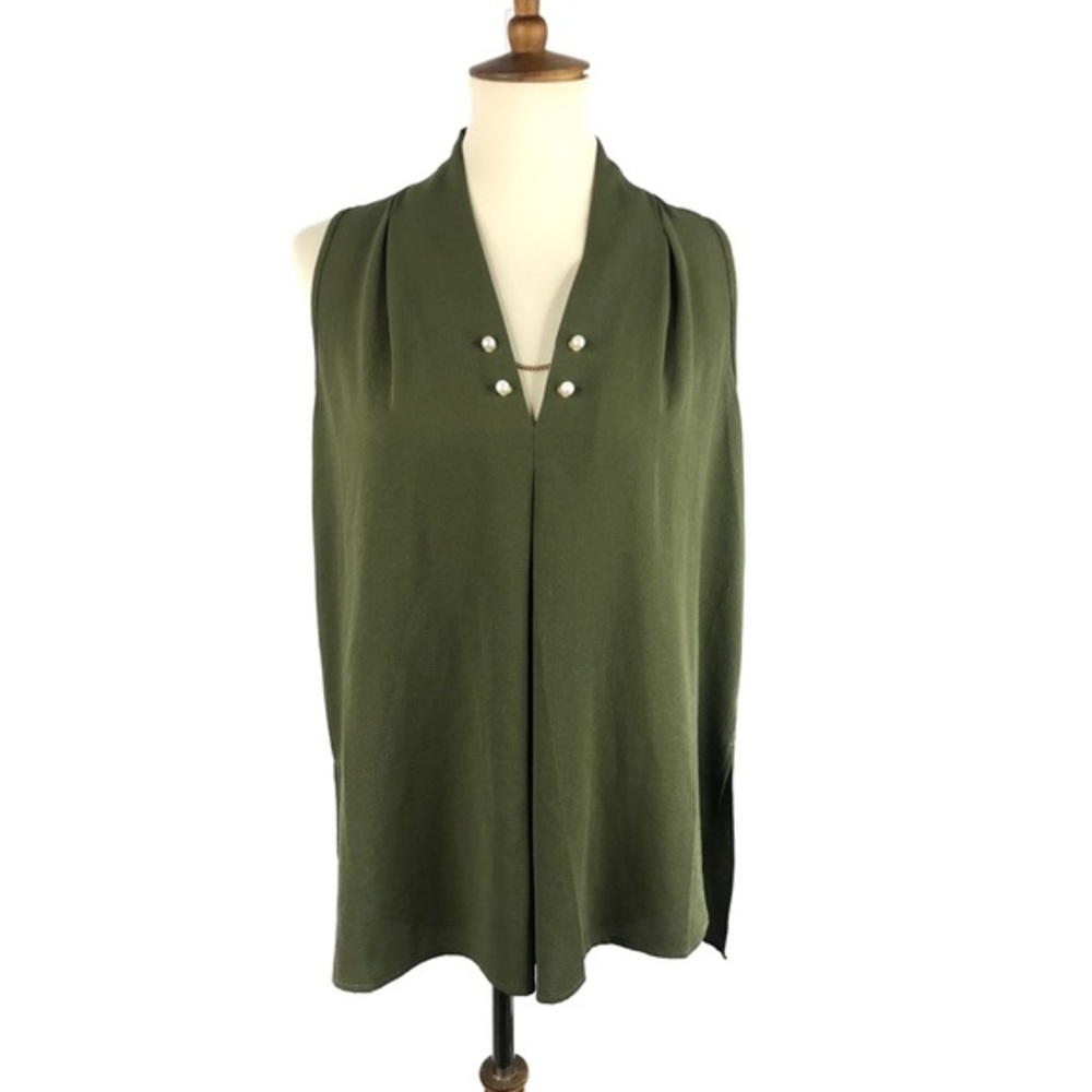 Flint & Moss Olive Green Pearl Sleeveless Tunic